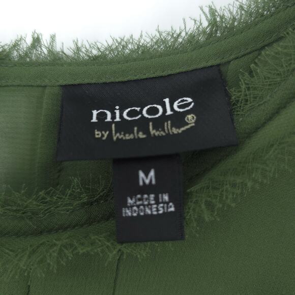 Nicole Miller Flowy Hi Lo Boho Sheer Coquette Sleeveless Tunic Blouse Keyhole M - Picture 5 of 11